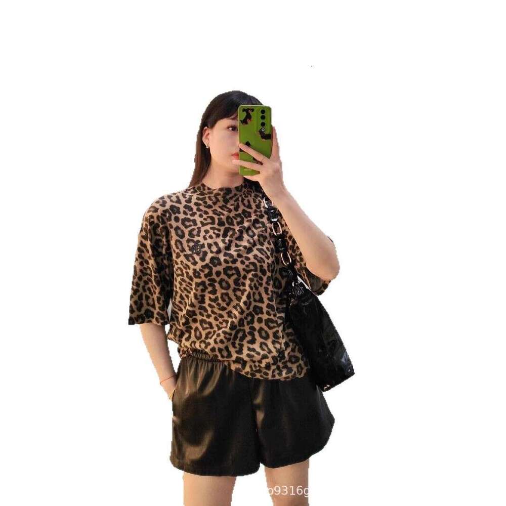 hoodie fashion women's clothing Southern Oil High Version Spring/Summer New American Niche Leopard Print Round Neck Loose Short Sleeve T-shirt fo