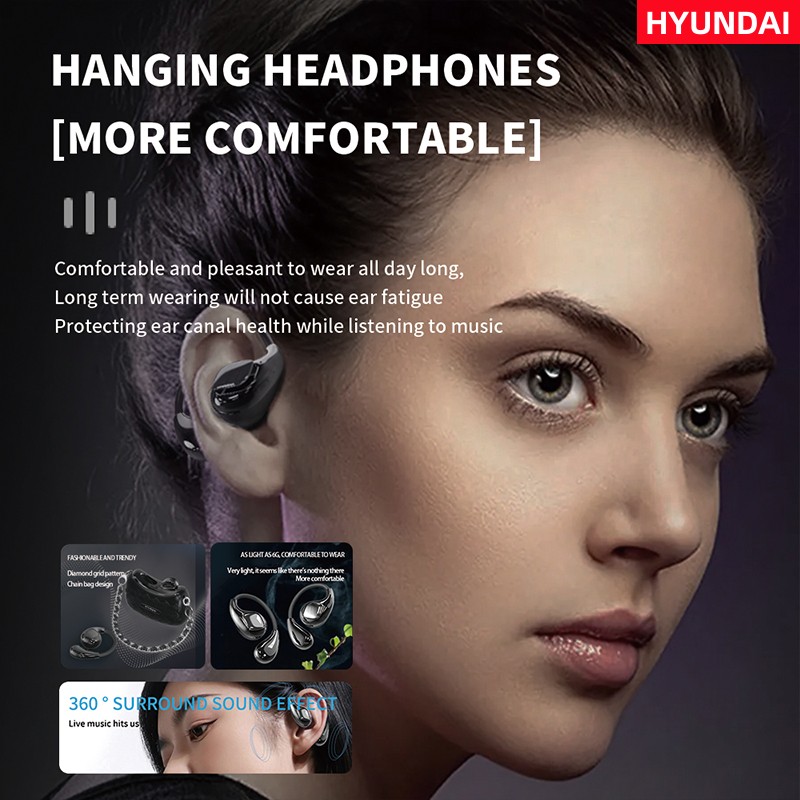 New HYUNDAI YX46 Bluetooth Headphones Small Sachet Open Earphones High Sound Light Luxury Fragrance Bag Style Charging Case For Gift