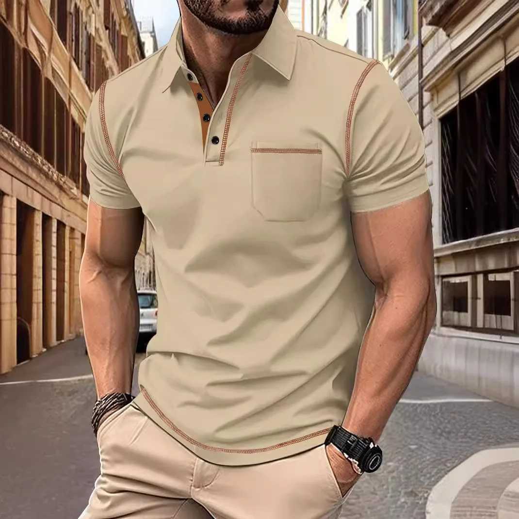 Men Polo Men Shirt Short Sleeve Polo Shirt Contrast Color Polo New Clothing Summer Streetwear Casual Fashion Men tops Z250509-1
