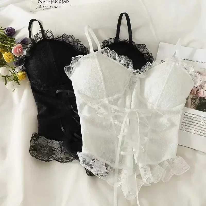 New Y2k Clothes Sexy Crop Tops Women Corset Lace Bandage T-shirt Camisole Woman Sling Tank Top Fashion Sleeveless Waistcoat GiftXJ250508