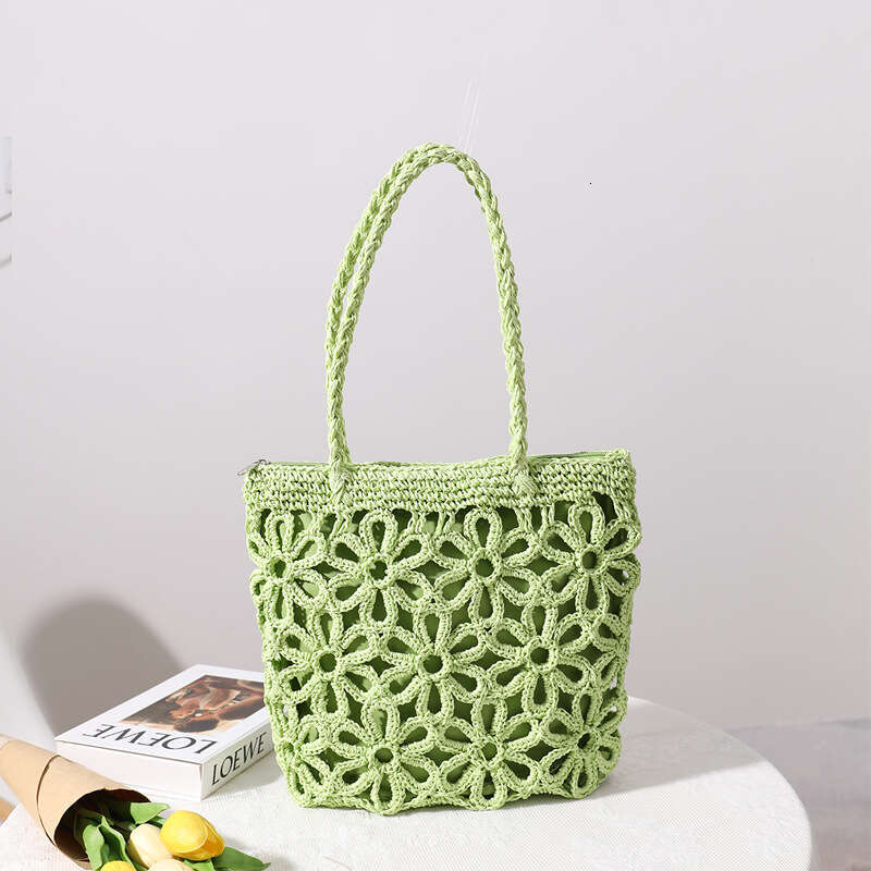 Beach Bag New Straw Hollowed Out Flower Grass Women S One Shoulder Portable Beach Vacation Bag Rattan Woven Bag KQ