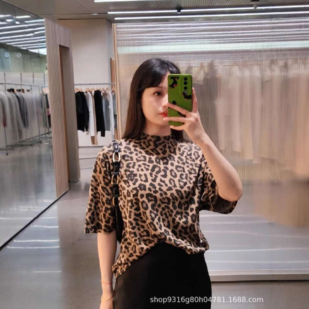 hoodie fashion women's clothing Southern Oil High Version Spring/Summer New American Niche Leopard Print Round Neck Loose Short Sleeve T-shirt fo