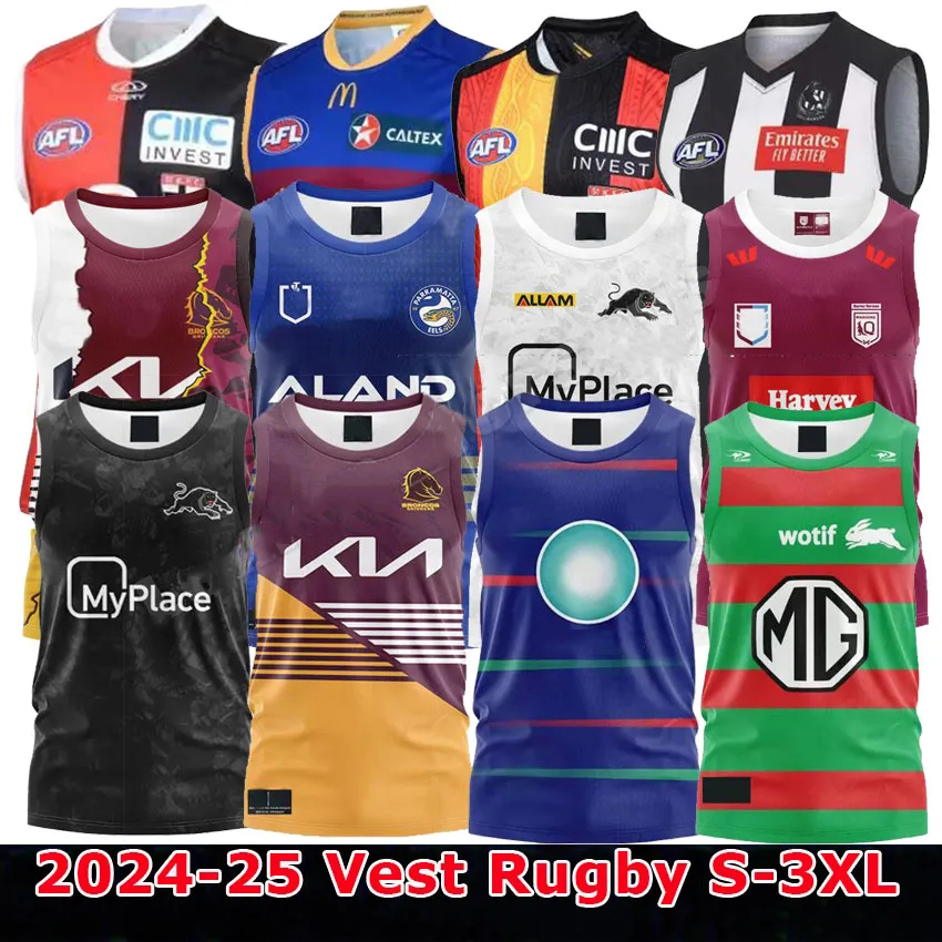 2025 AFLs crows Brisbane Lions Saints Rugby jerseys 24 25 broncos Penrith Panthers Training Vest Parramatta Eels Rabbitohs Football Shirts Rabbit panthers Men S-2XL