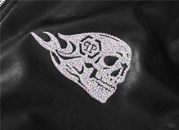 Philip Pulan Autumn/Winter New Mens Stand up Collar Zipper Leather Jacket PP Casual Cotton Mens Coat z250509