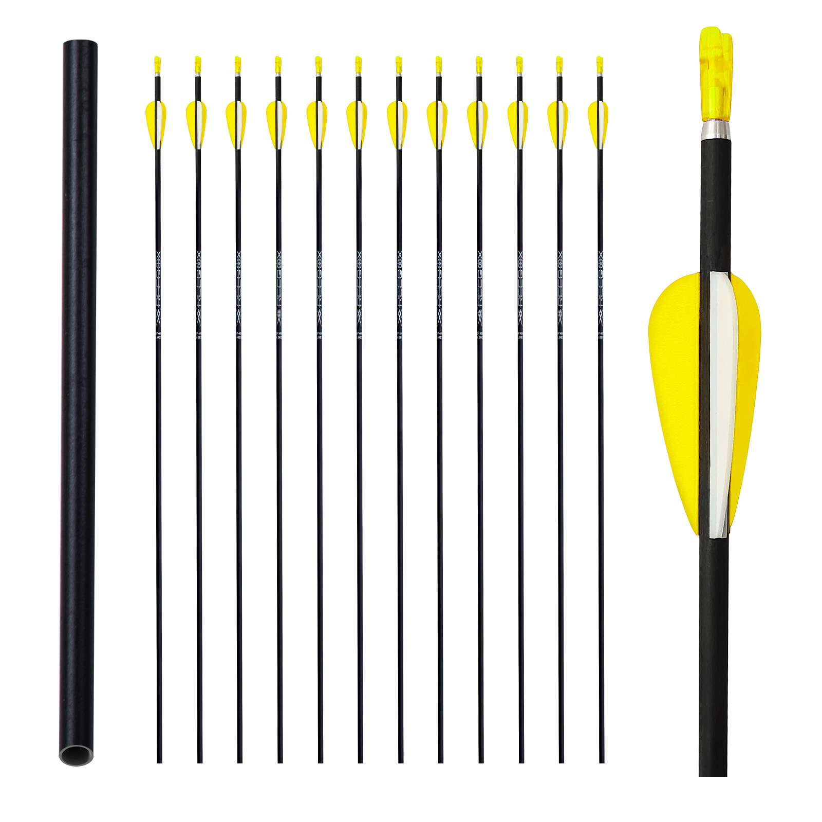 Archery Arrows without Arrow Heads Spine350-1500 31inch Targeting Arrows 4.2mm Hunting Arrows Carbon Practice Arrows for Recurve Bow & Compound Bow Ye