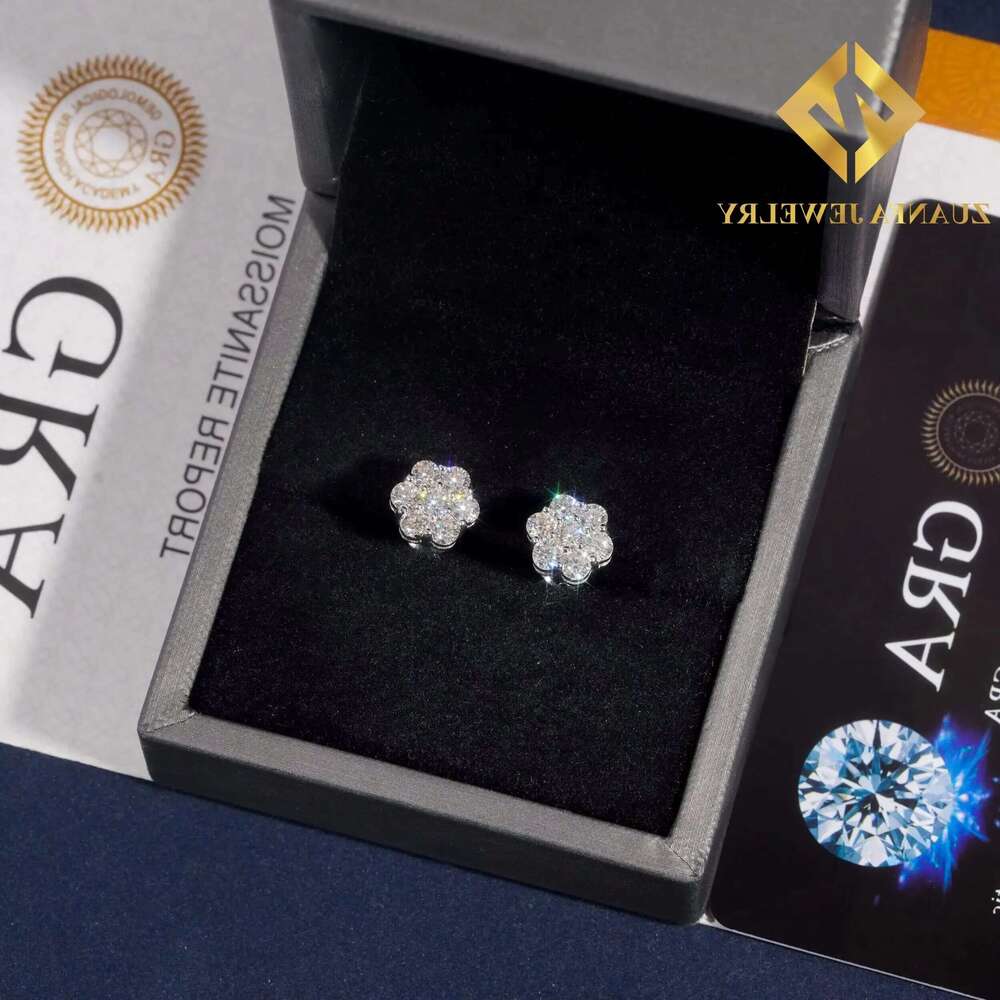 9mm Sun wer Design Sterg Sier VVS Moissanite Stud Hip Hop Earring Jewelry For Men Women designer bag