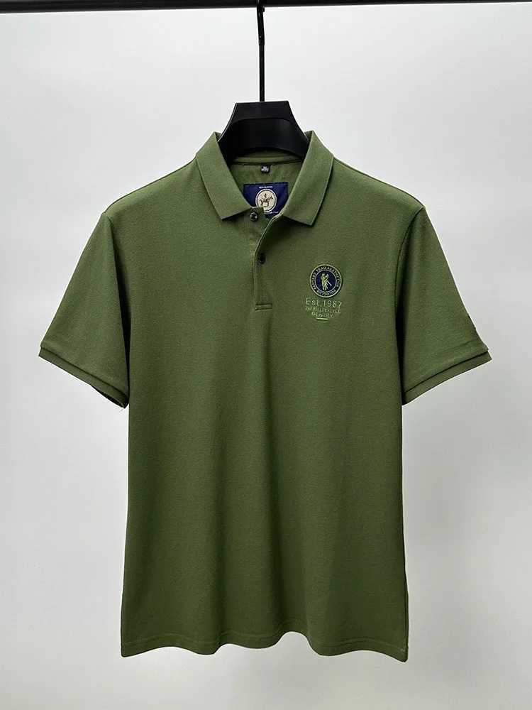 100% Cotton Mens Polo Shirt Short Sleeve Exquisite Embroidered Brand lapel T-shirt 2024 Summer New Breathable Casual Top Z250509-1
