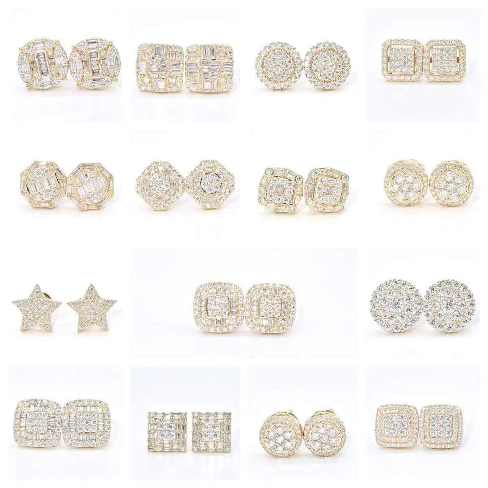 Wholesale Vvs Dia Earring Factory Price 10k 14k Solid Gold Round Brilliant Cut Moissanite Hoop Stud Earrings Men Women designer bag