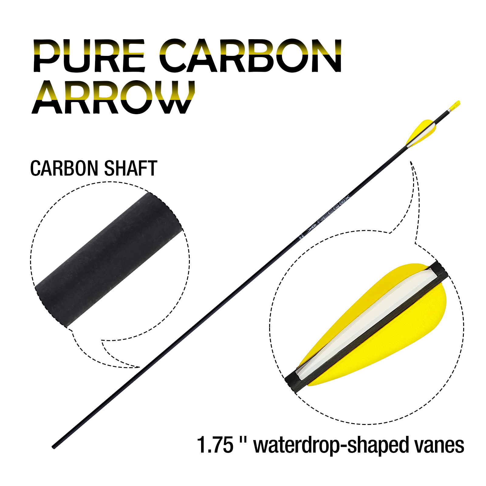 Archery Arrows without Arrow Heads Spine350-1500 31inch Targeting Arrows 4.2mm Hunting Arrows Carbon Practice Arrows for Recurve Bow & Compound Bow Ye