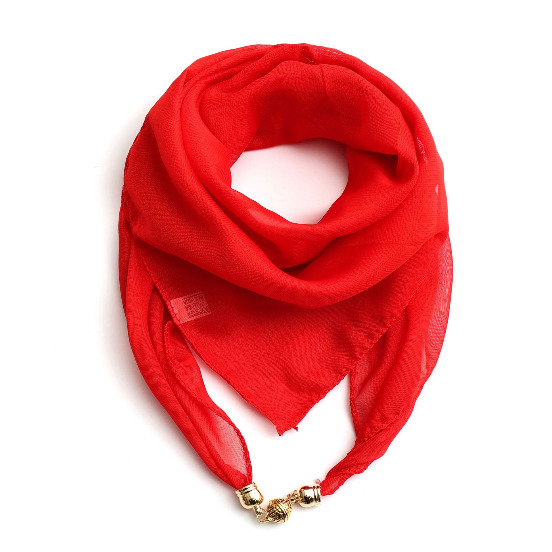 K660 Women's Spring and Autumn New Magnetic Snack Thin Red Square Scarf Scarf Scarf Decorative Versatile Neck Protection Lazy Scarf