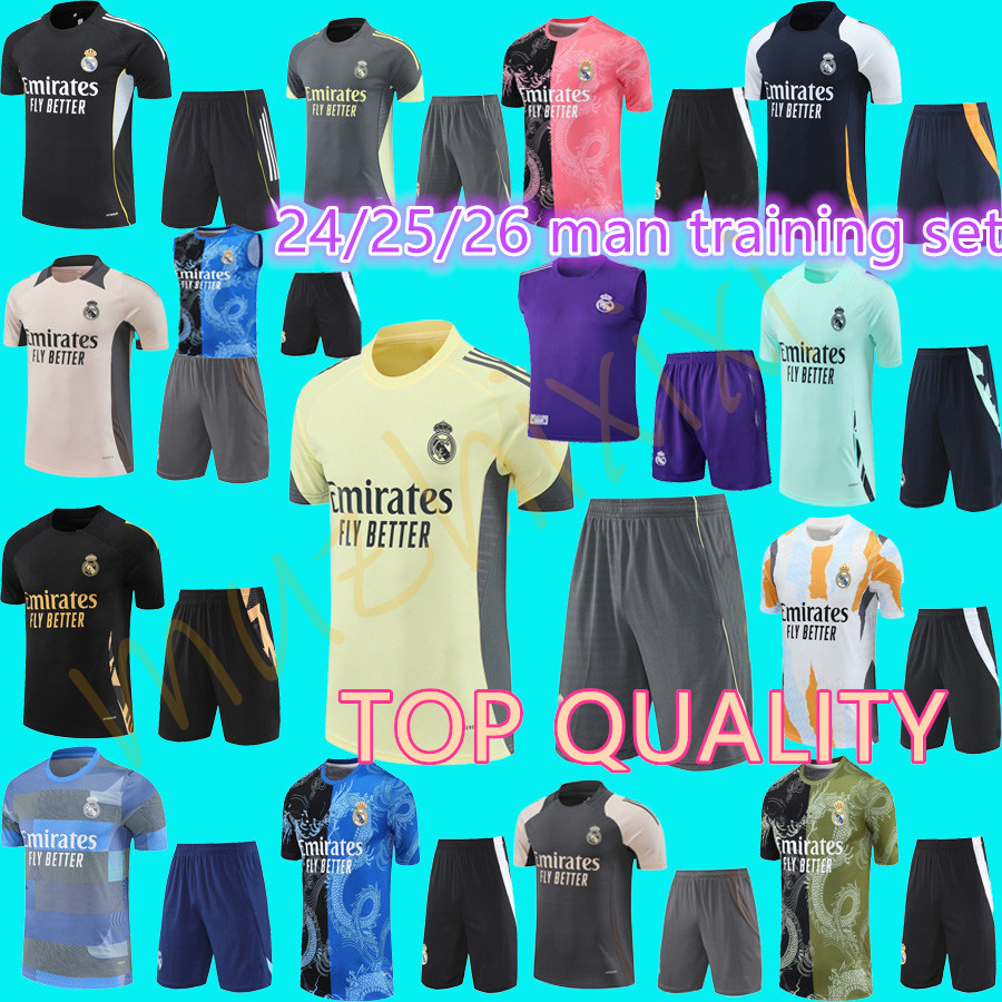 24 25 short sleeve Real MadridES TRACKSUIT man kit Mbappe training suit VINI JR BELLINGHAM jerseys 2025 2026 real Madrides men football CAMAVINGA sleeveless vest set