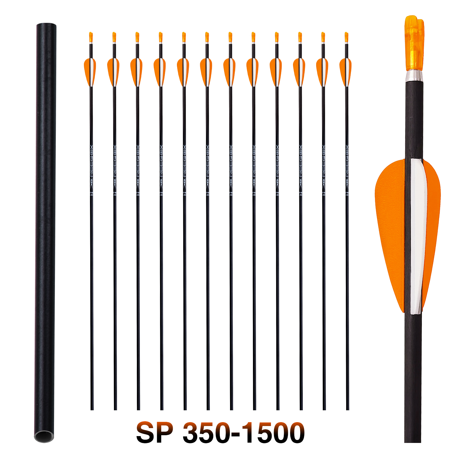 Archery Targeting Arrows without Arrow Heads Spine350-1500 31inch 4.2mm Hunting Arrows Carbon Practice Arrows for Recurve Bow & Compound Bow Orange (1