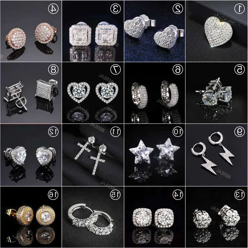 Wholesale Vvs Dia Earring Factory Price 10k 14k Solid Gold Round Brilliant Cut Moissanite Hoop Stud Earrings Men Women designer bag