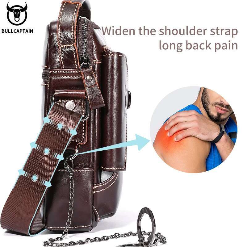 BULLCAPTAIN Genuine Leather Crossbody Suitable For 7.9-Inch Ipad High Quality Men's Mini Business Shoulder Bag