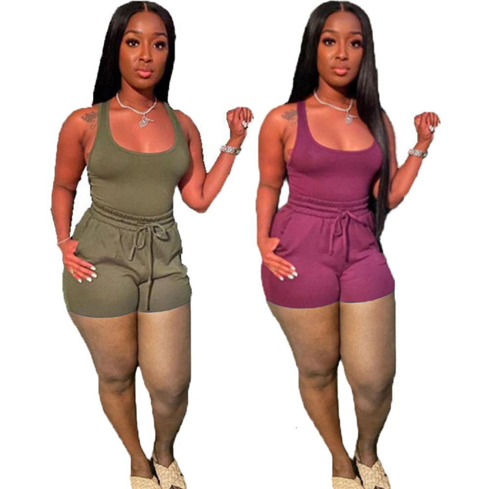 Women Tracksuits 2 Piece Set Casual Sweatsuit Sexy Sleeveless Vest And Loose Shorts Outfits Ladies Fashion Jogging Clothing