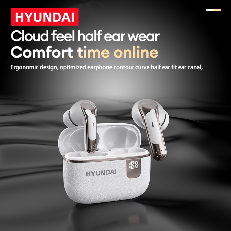 HYUNDAI HY-T02Ultra Bluetooth Earphones LED Digital Touch Headphones Noise Cancelling Long Battery Life Earbuds