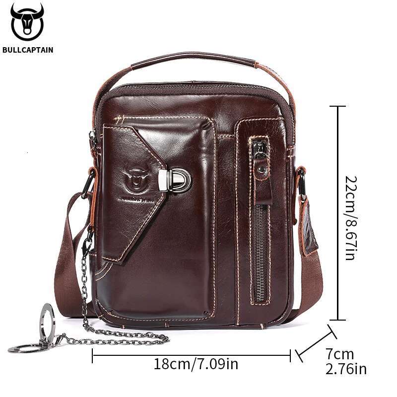 BULLCAPTAIN Genuine Leather Crossbody Suitable For 7.9-Inch Ipad High Quality Men's Mini Business Shoulder Bag
