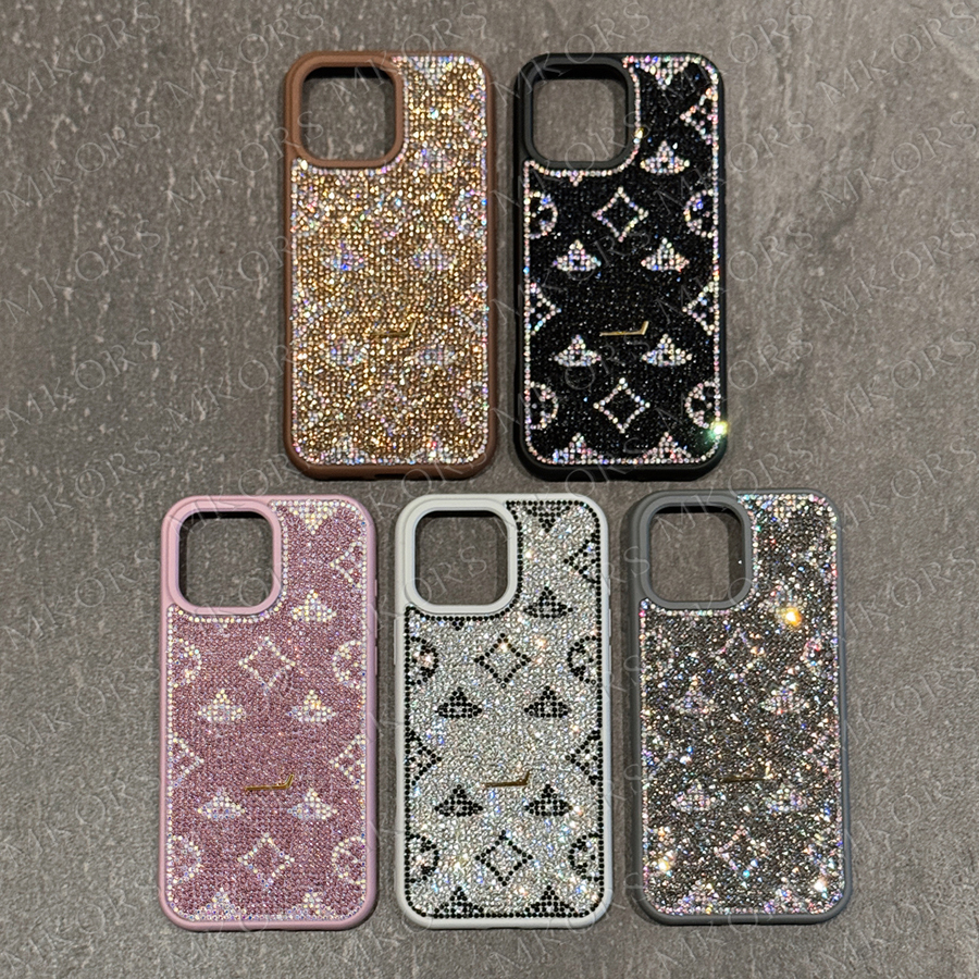 Luxury Bling Diamond Phone Case for iPhone 17 Air 16 15 14 13 Pro Max Plastic Rhinestone Clear Glitter Anti-knock Cover Designer Flower Letter Spliced 16pro 15pro 14pro