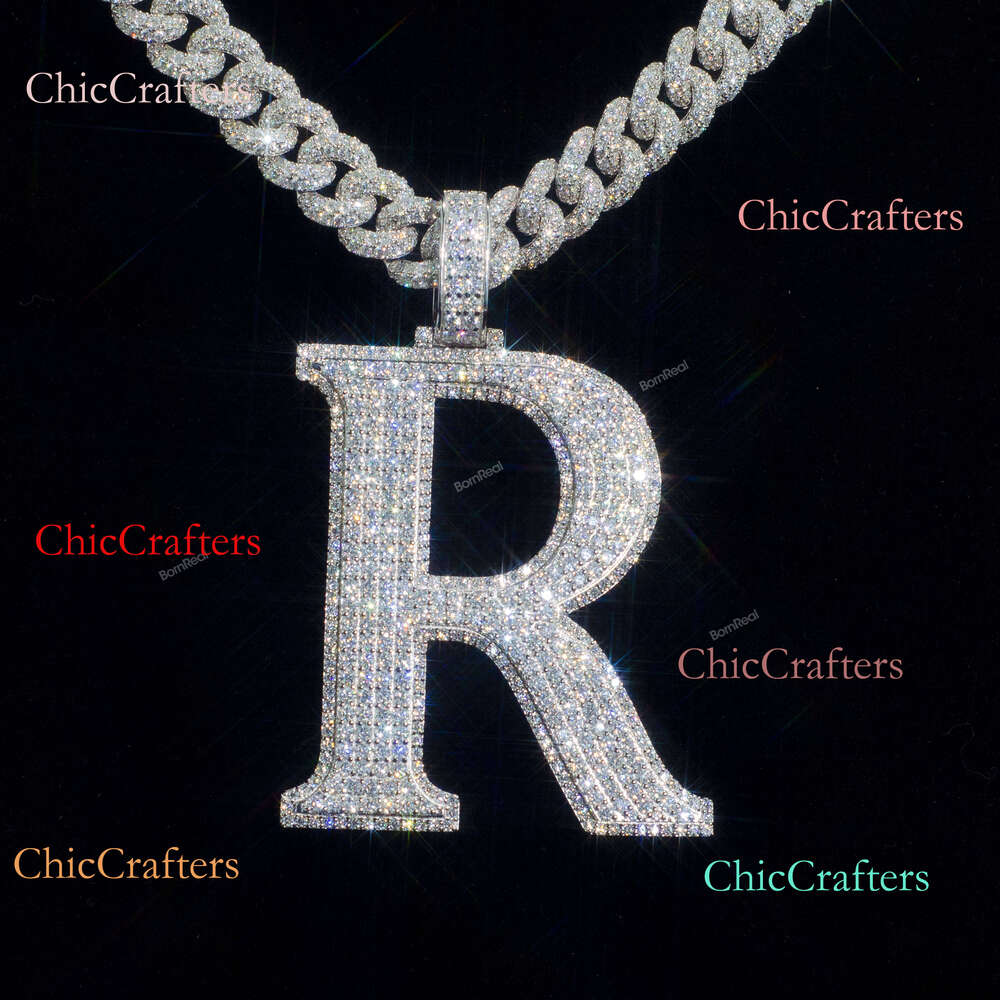 Hot Selling Iced Out Letter R Moissanite Pendants Chain Men Hip Hop Round Brilliant Cut Dia Sier Necklace Pendant
