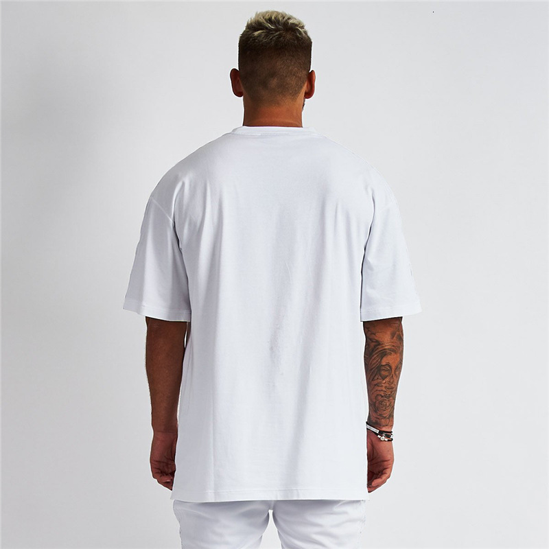 Plus size solid color blank loose fitting fitness exercise short T-shirt for breathable trend men's half sleeved shirt
