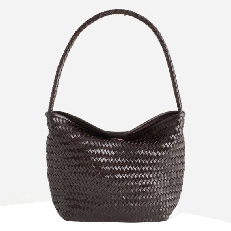 new high end one shoulder hand woven bucket underarm bag women s