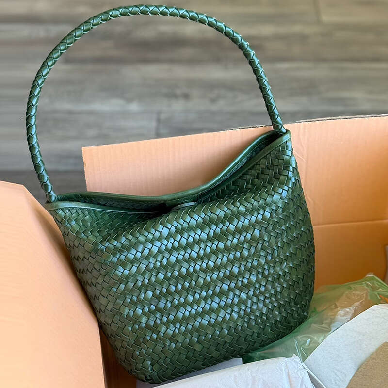 new high end one shoulder hand woven bucket underarm bag women s