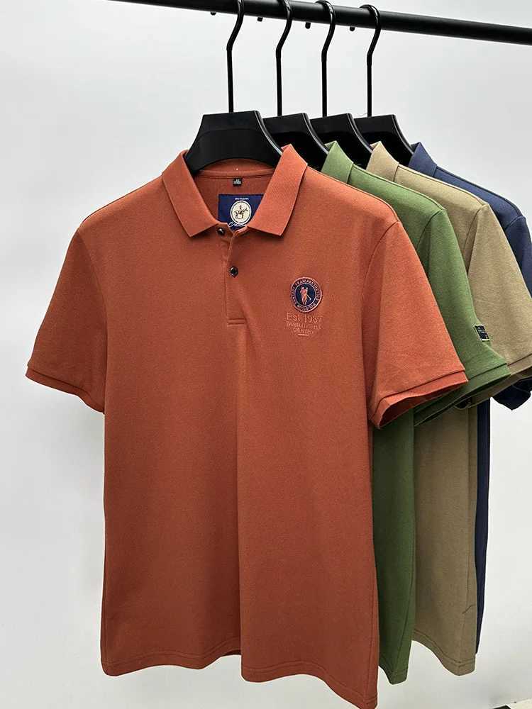 100% Cotton Mens Polo Shirt Short Sleeve Exquisite Embroidered Brand lapel T-shirt 2024 Summer New Breathable Casual Top Z250509-1