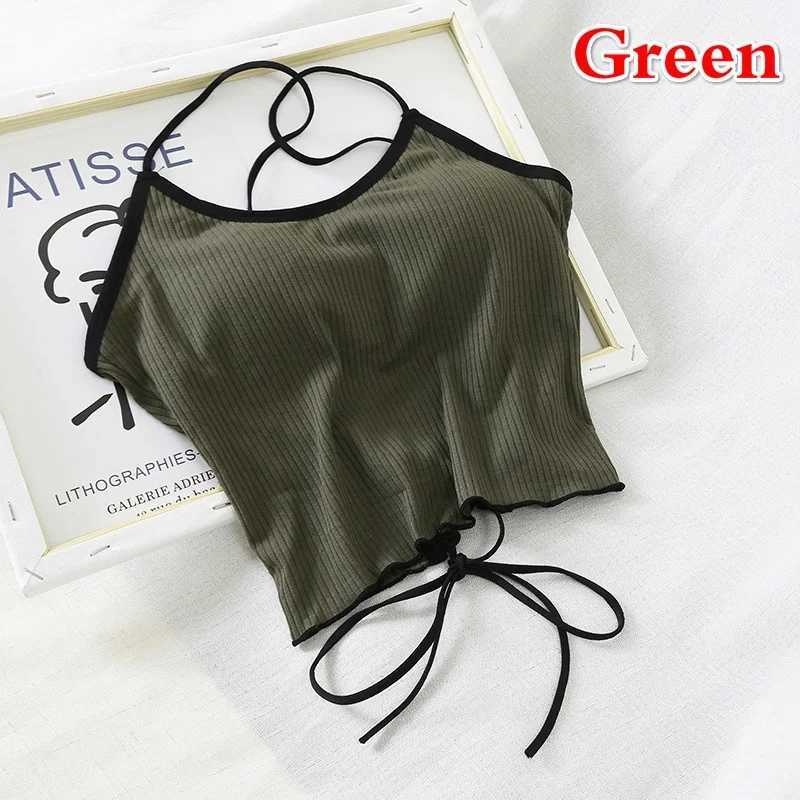 2023 Summer New Slim Fit Open Back Sexy Chest Cushion Strap Women Crop Tops Sexy Solid Color Camisole Women ClothingXJ250508