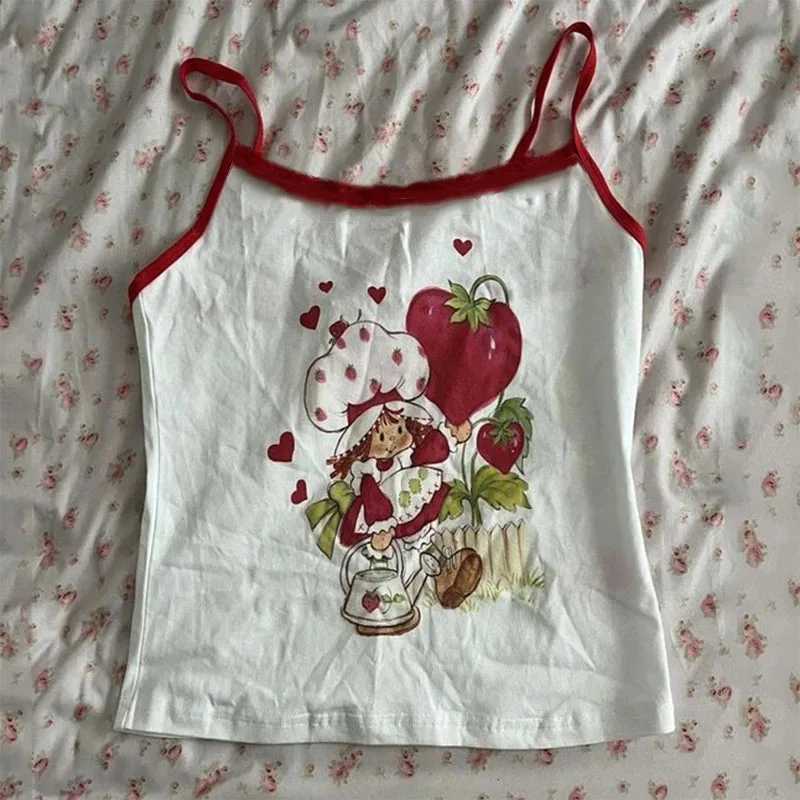 Harajuku Summer Clothes Women 2024 Y2k 2000s Clothes Y2K Style Graphic Print Camisole 90s Vintage Aesthetics Grunge Crop TopXJ250508