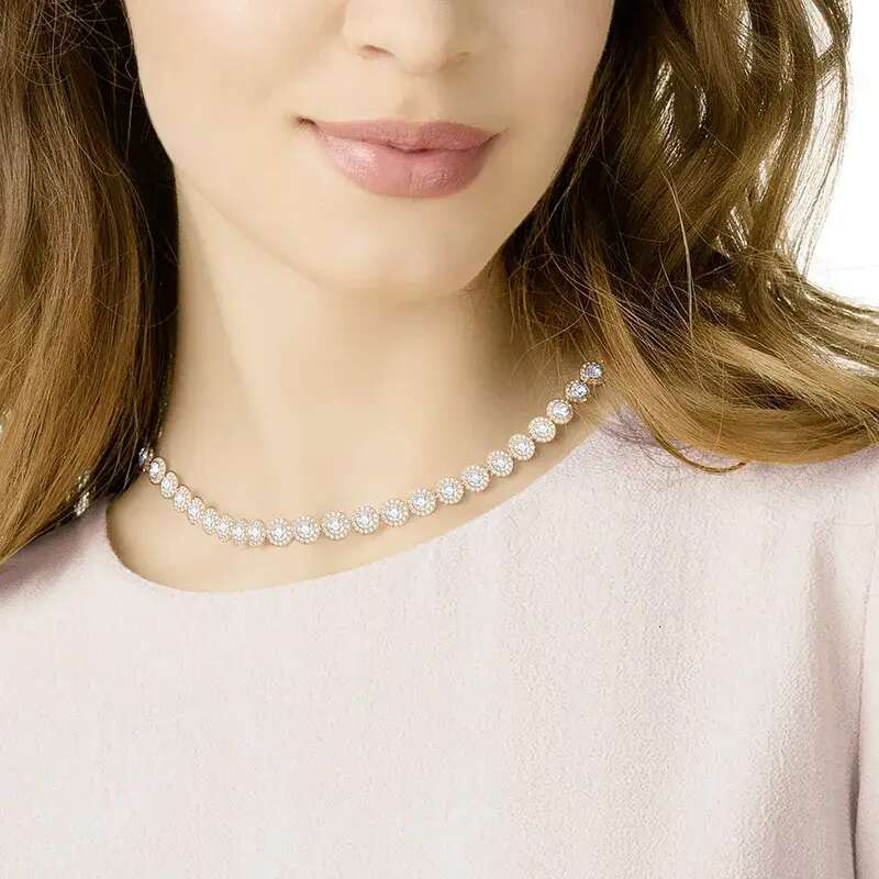 classic tennis necklace for women crystal dia iced out chain necklaces designer stainless steel plated gold jewelry woman luxe gift with box designer 