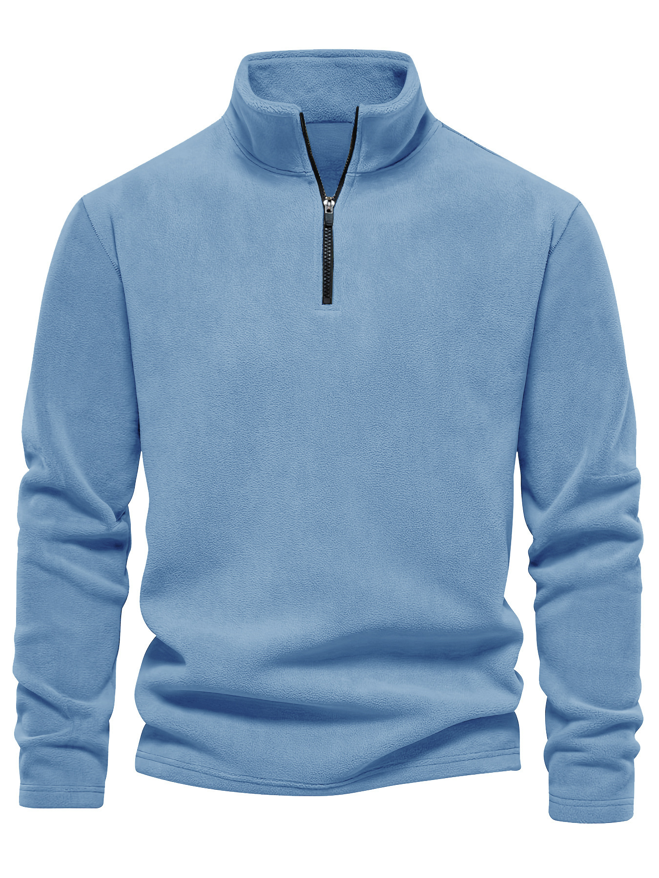 Spring and Autumn New Collection Stand up Collar Half Zipper Long Sleeve Hoodie Trendy Versatile Men's Polar Velvet Top