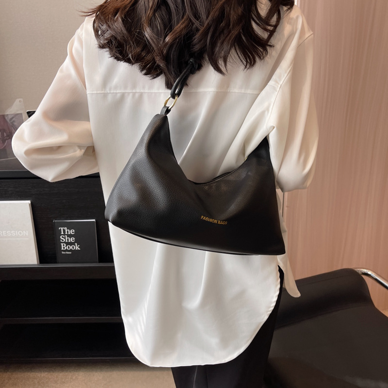 Chic 2025 Minimalist Shoulder Bag - Korean Style Solid Color Crossbody Tote, Women's Large Capacity Work Bag with Top Handle Luxury Texture