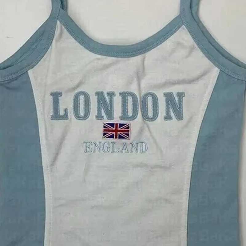 Womens aesthetic letter printing Grunge Gothic expression girl Camisol top crop top retro tight corset vest top baby T-shirt punk Y2k clothingXJ250508