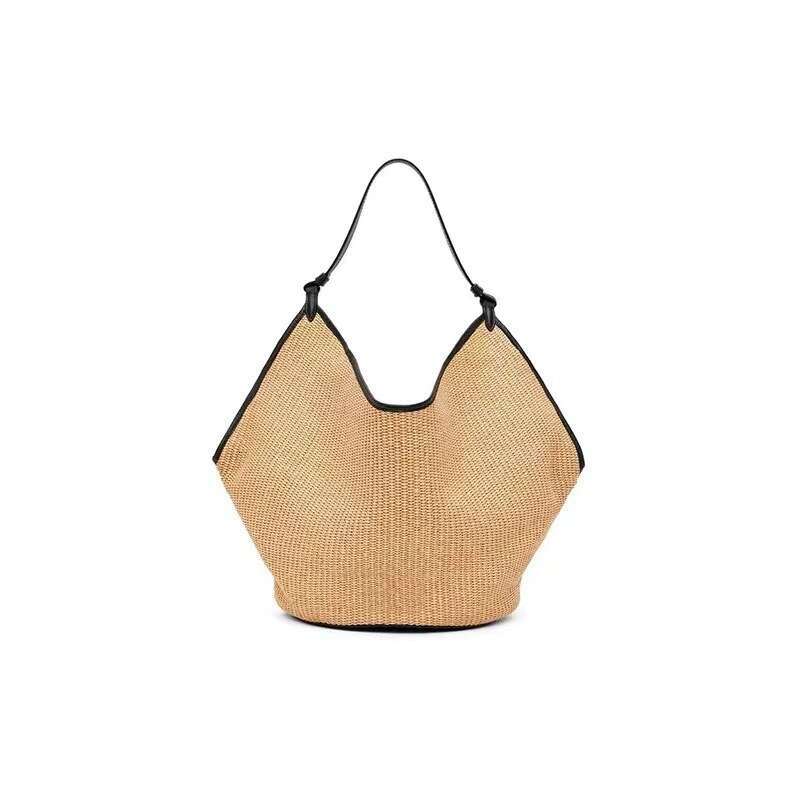 Beach Bag Fashion Summer And Grass Handbag Paired With Top Layer Calf High End Genuine Leather Women S Bag KQ