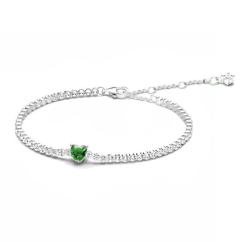 2024 Hot Sale Heart Shaped Snake Chain Charm Silver Bracelet Women Jewelry Birthday Party Fine Gift Fits Original Pendant Beads