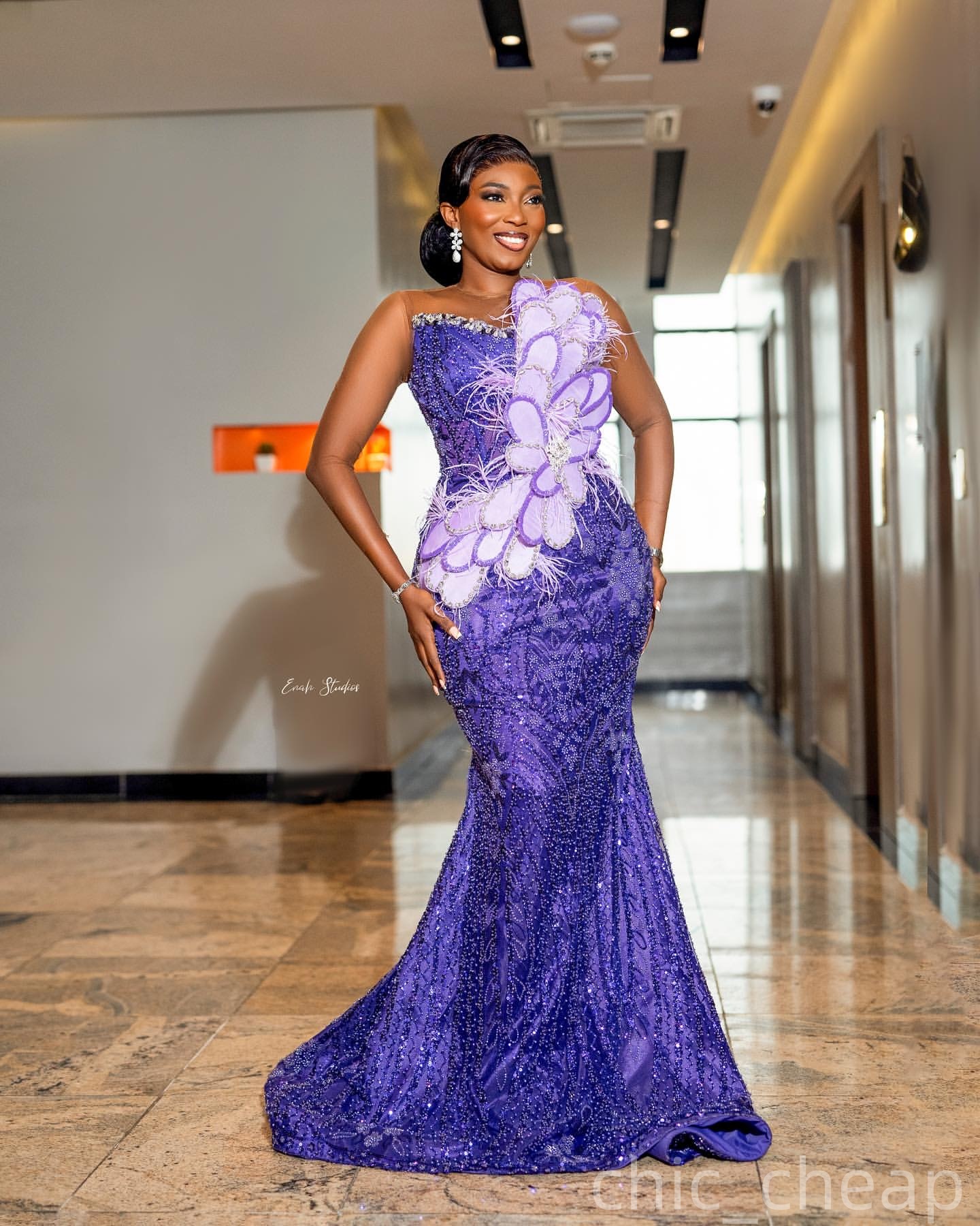 Lavender Mermaid Plus Size Prom Dresses 2025 Crystals Florals Feather Evening Formal Party Second Birthday Engagement Gowns Dress For Special Occasion
