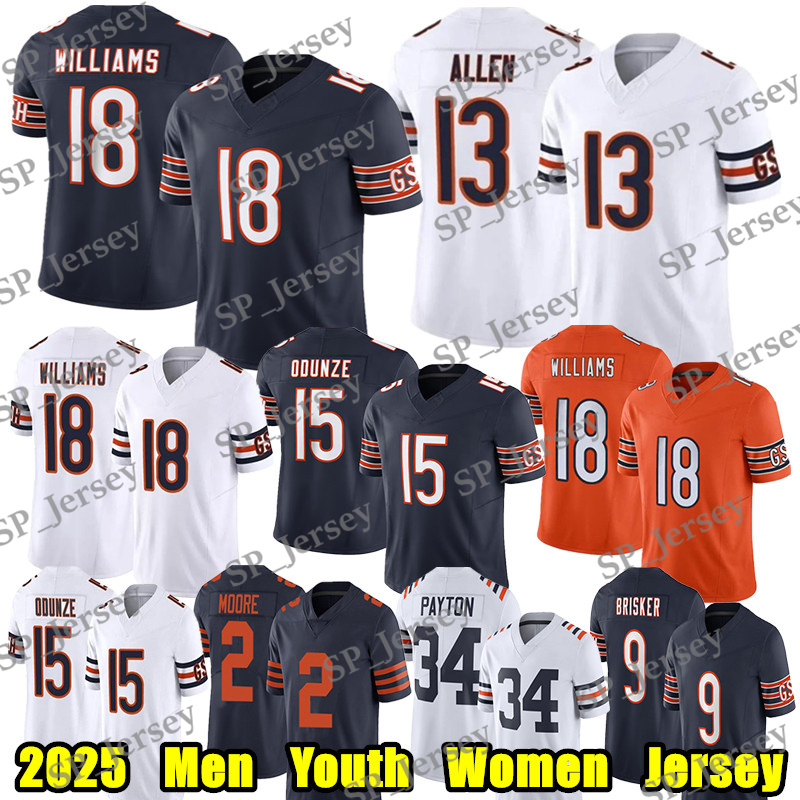 #18 Caleb Williams Football Jersey #15 Rome Odunze Keenan Allen Montez Sweat Brian Urlacher Walter Payton DJ Moore Kmet Jaquan Brisker Colston Loveland jerseys