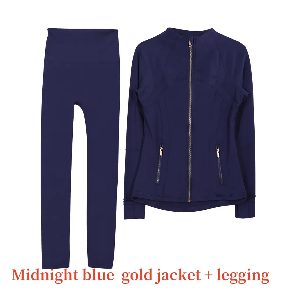 Women Designer Jacke Set Gym Set Short Yoga Jacket Workout Elastic Waist Leggings Fiess Quick Dry Fiess Activewear Sweatshirt Zip Up Sportwear