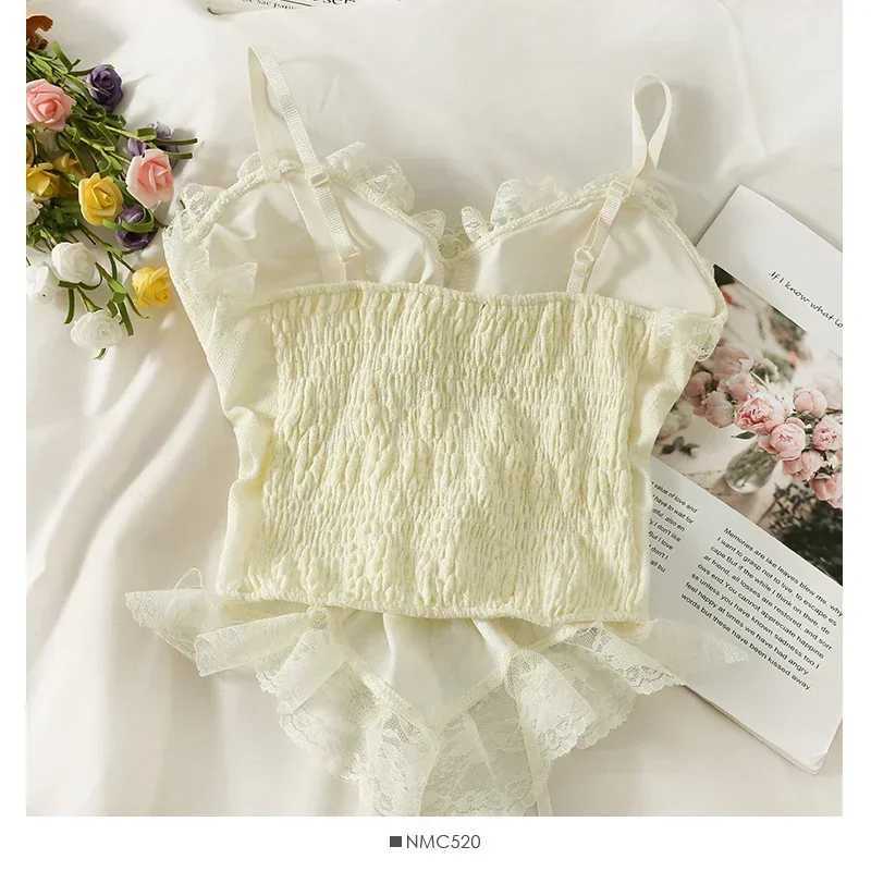 New Y2k Clothes Sexy Crop Tops Women Corset Lace Bandage T-shirt Camisole Woman Sling Tank Top Fashion Sleeveless Waistcoat GiftXJ250508