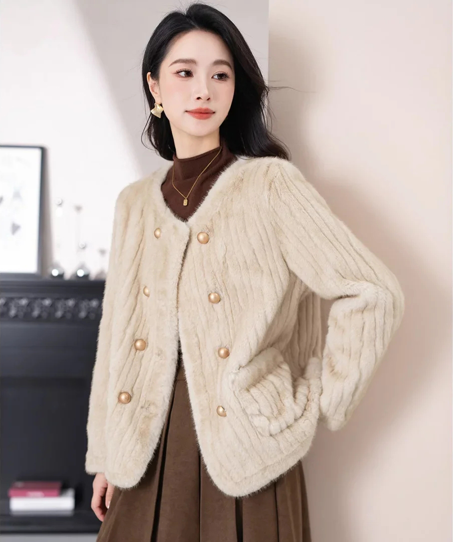Elegant Women's Velvet Faux Fur Coat for Cold Weather - Stylish & Warm