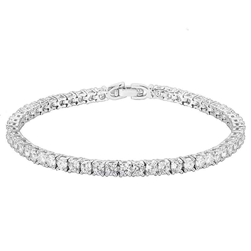 DHCollections Zircon Tennis Chain Bracelet, Adjustable Crystal Bangle for women