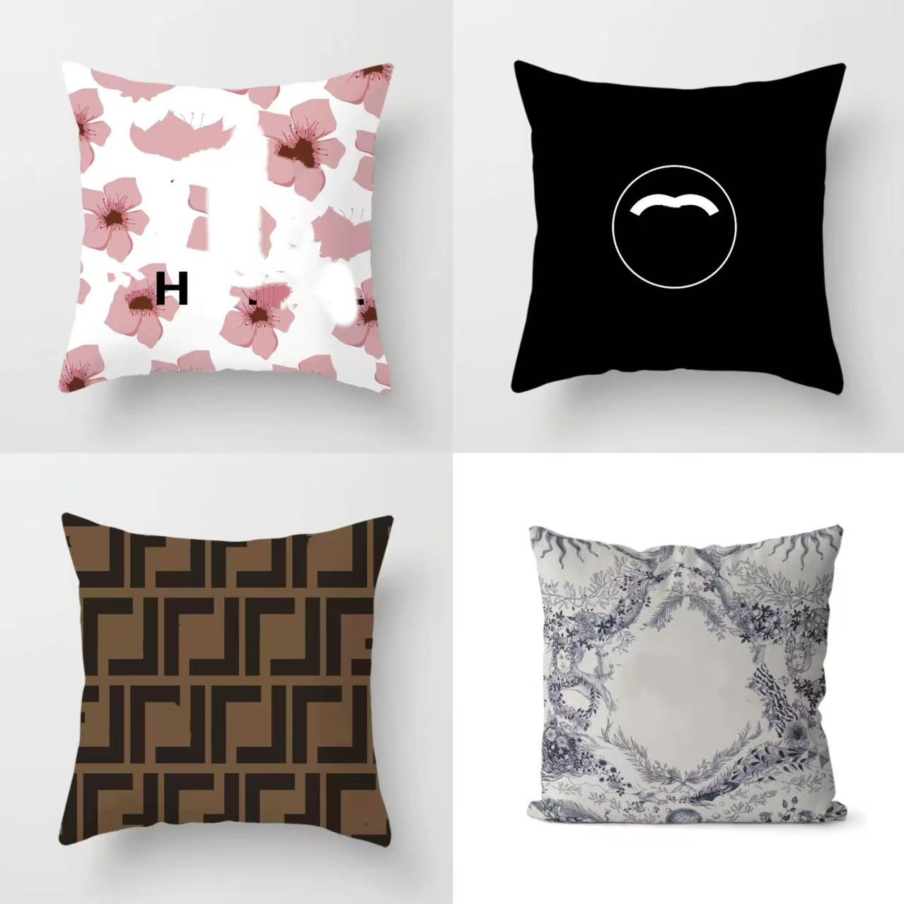 Designer Throw Classic Letter Print Home Cover Minimalist Sofa Decoration Cushion 45-45cm Core Detachable Pillow Case