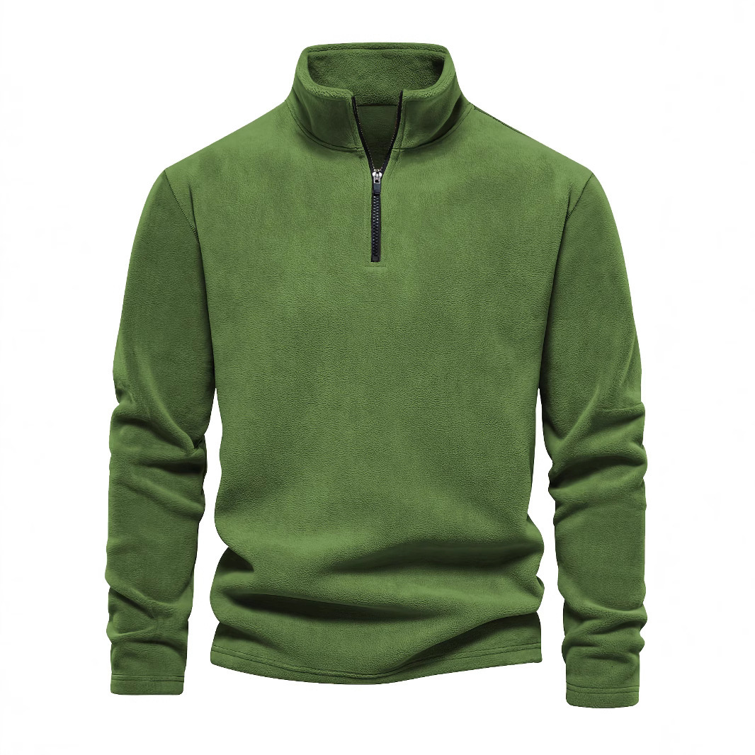 Spring and Autumn New Collection Stand up Collar Half Zipper Long Sleeve Hoodie Trendy Versatile Men's Polar Velvet Top