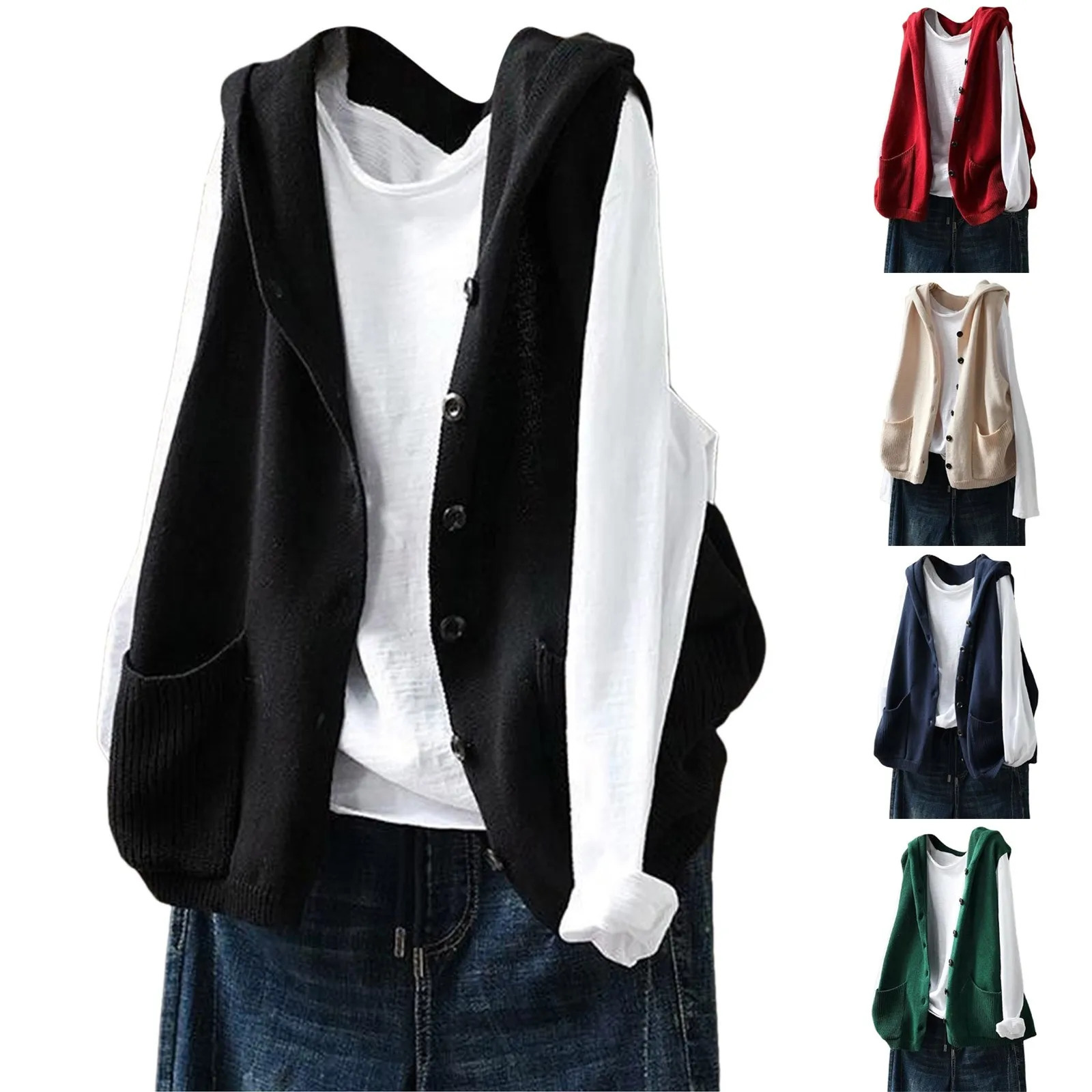 Open top plain knitted sleeveless vest 250430Z