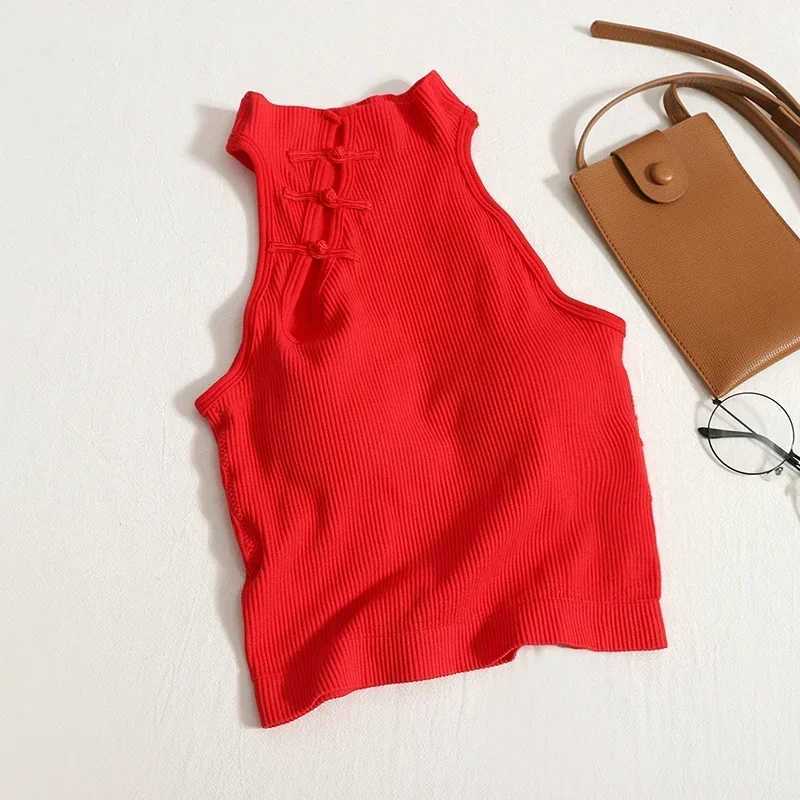 Vintage Hault Tanks Camis For Women Sleeveless Almighty Casual Button Femme Croset Crop Tops With Built in Bras Woman CamisolesXJ250508