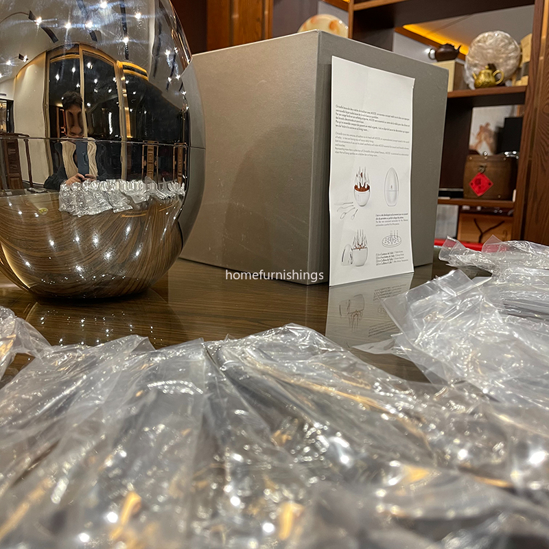 Set Posate 24 Pezzi Placcatura Argento Con Custodia a Forma di Uovo Design Elegante