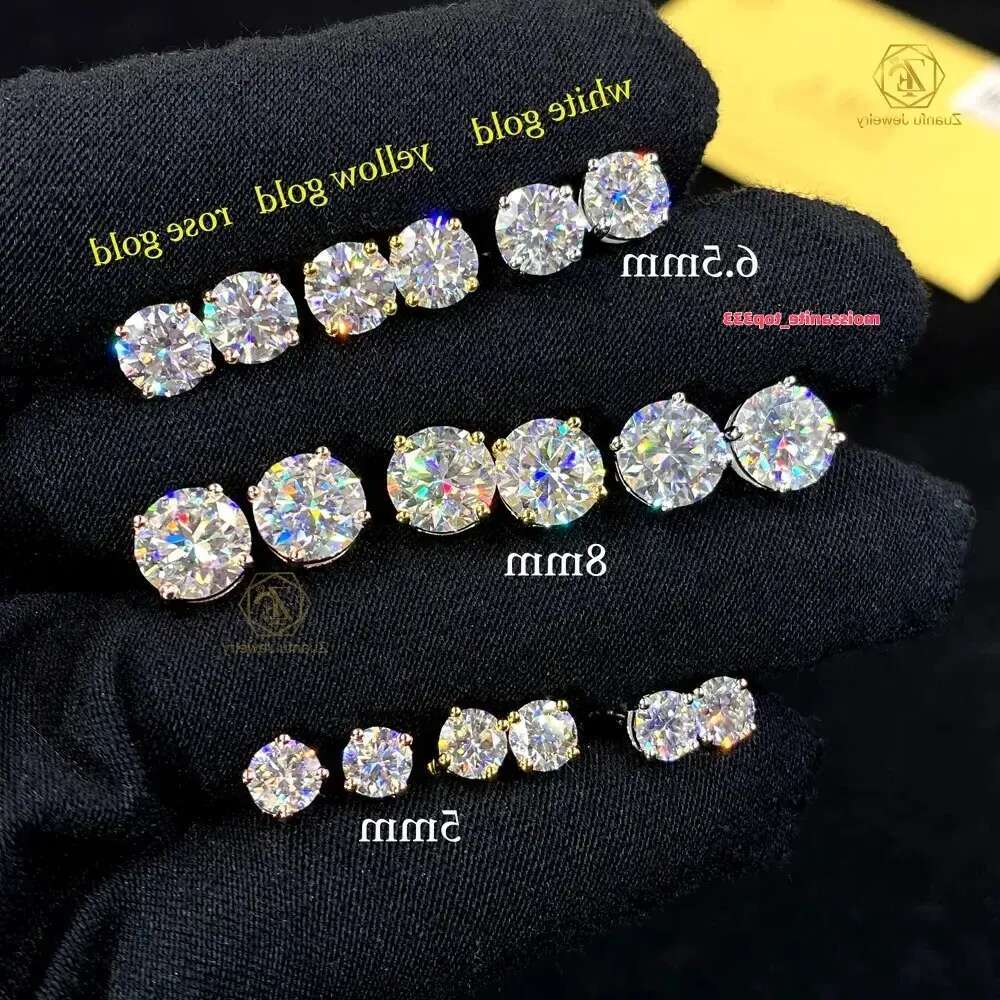 Screwback earring 3mm-13mm piercing jewelry 4 prongs set CVD HPHT lab grown stud in VVS1 radiant designer bag