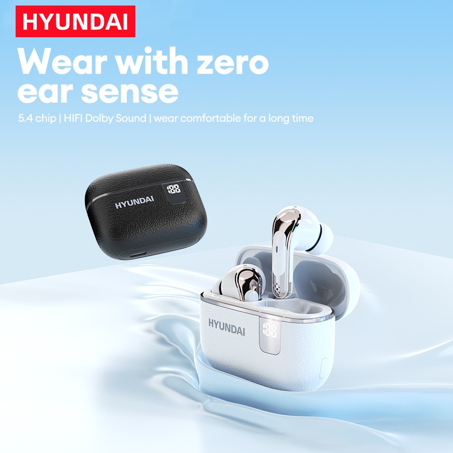 HYUNDAI HY-T02Ultra Bluetooth Earphones LED Digital Touch Headphones Noise Cancelling Long Battery Life Earbuds