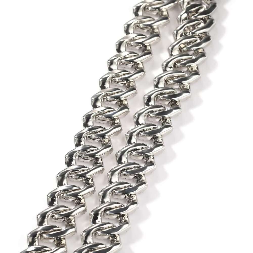Fashionable Men Iced Out Hiphop Rapper Jewelry 12mm Copper Cz Bling 24k Gold Thick bar baguette Cuban Link Chain