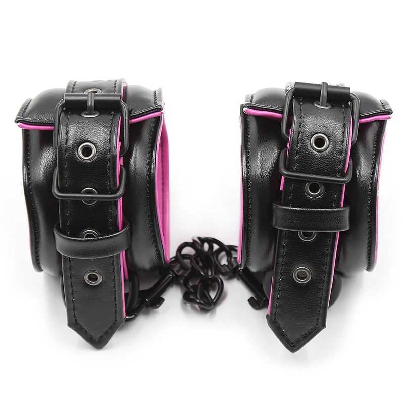 Sex Couple Leather Bdsm Bondage Set 3pcs Restraints Collars Ankle Cuff Handcuffs For Sex Bondage Set Sex Toys For Women Adults W250509